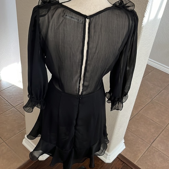 Saints + Secrets black sexy ruffled chiffon mini dress Size M - Picture 5 of 17